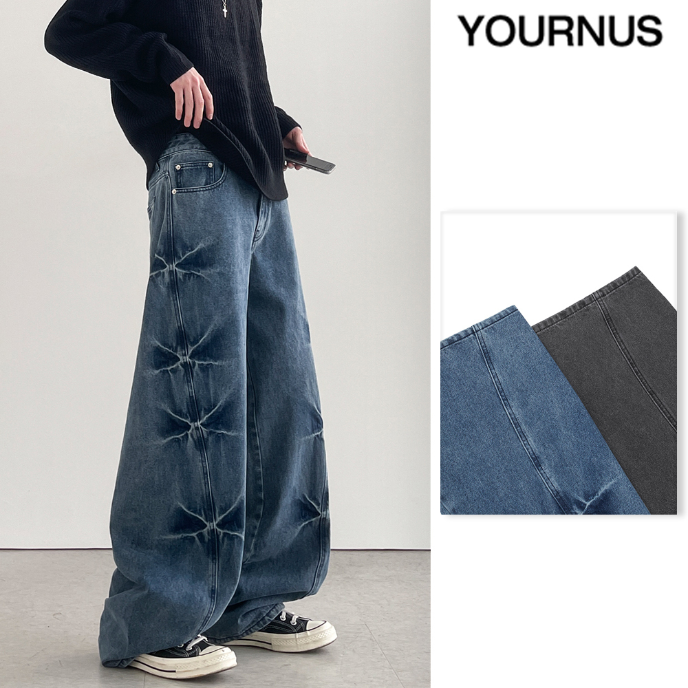【YOURNUS】X Punching Wide Denim Pants
