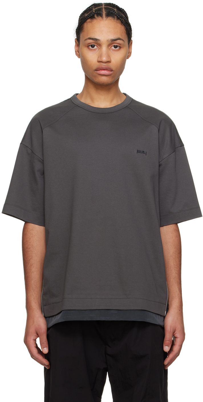 【関税込み】Juun.J グレー サイドジッパー Tシャツ