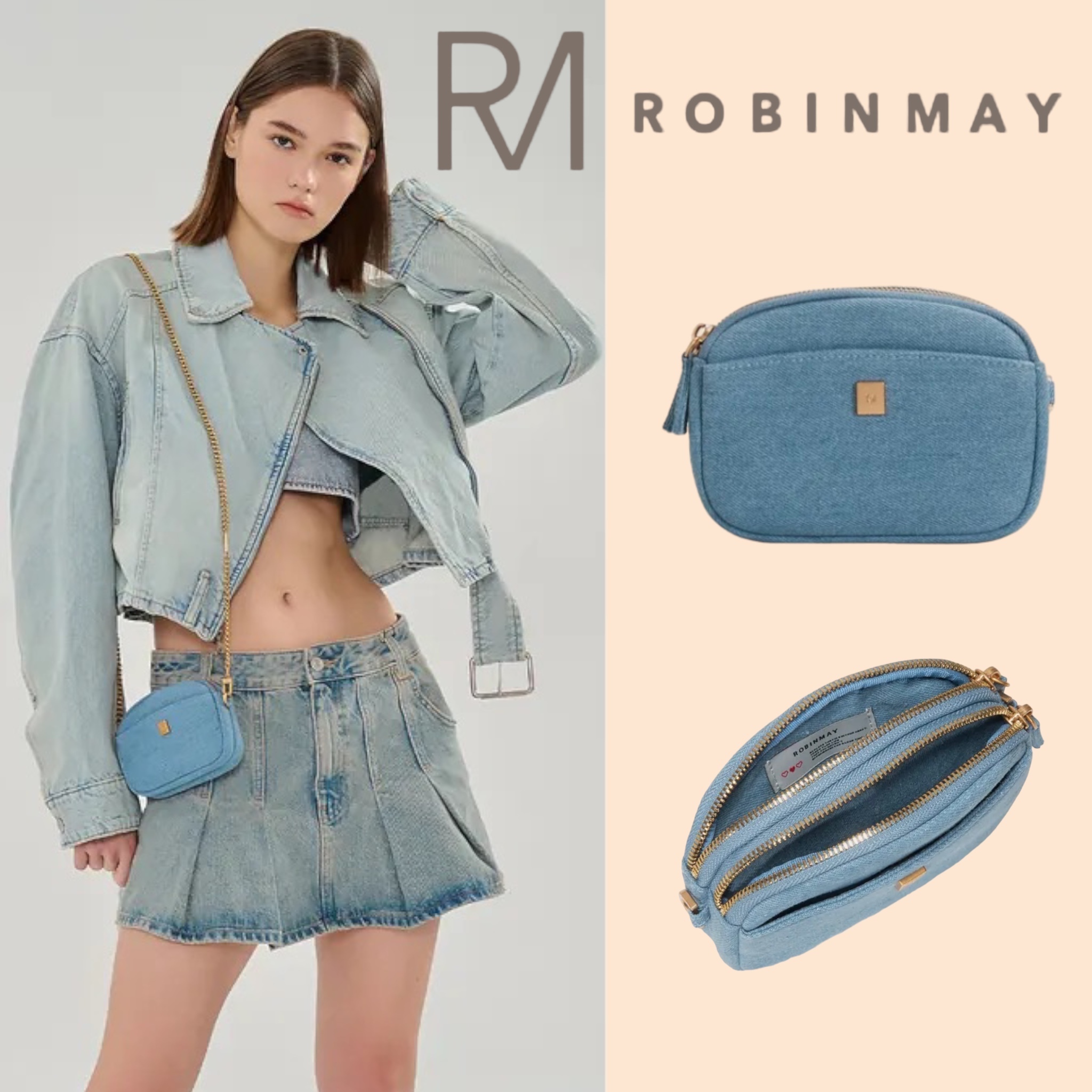 ★ROBINMAY 荷絲鐵錬包 デニム ショルダーバック/送料込