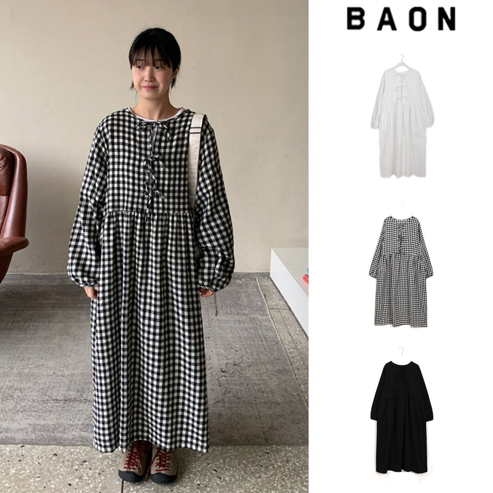 【BAON】Kovitz Peach Fuzz Reversible Ribbon Long One Piece