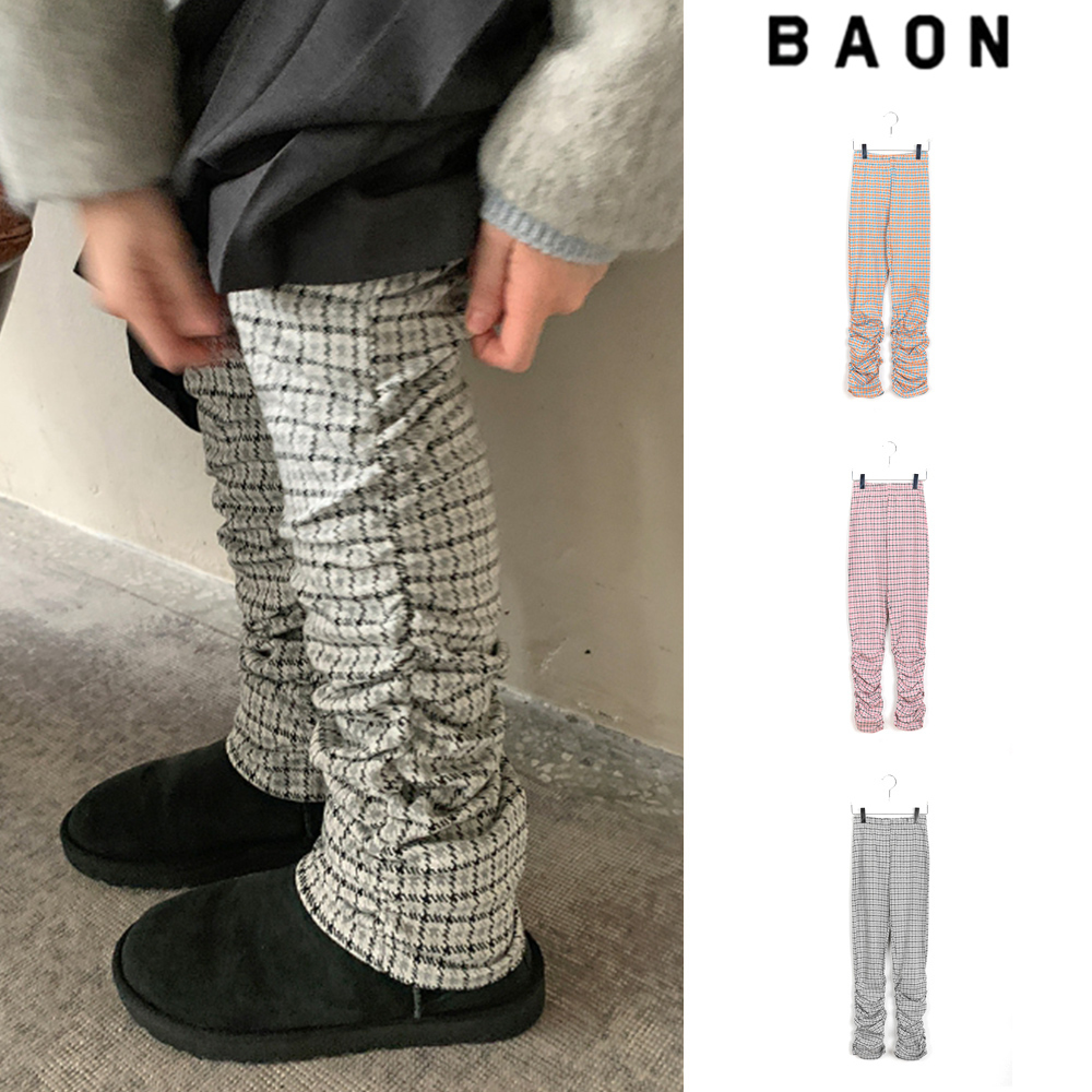 【BAON】Tibol check shirring leggings