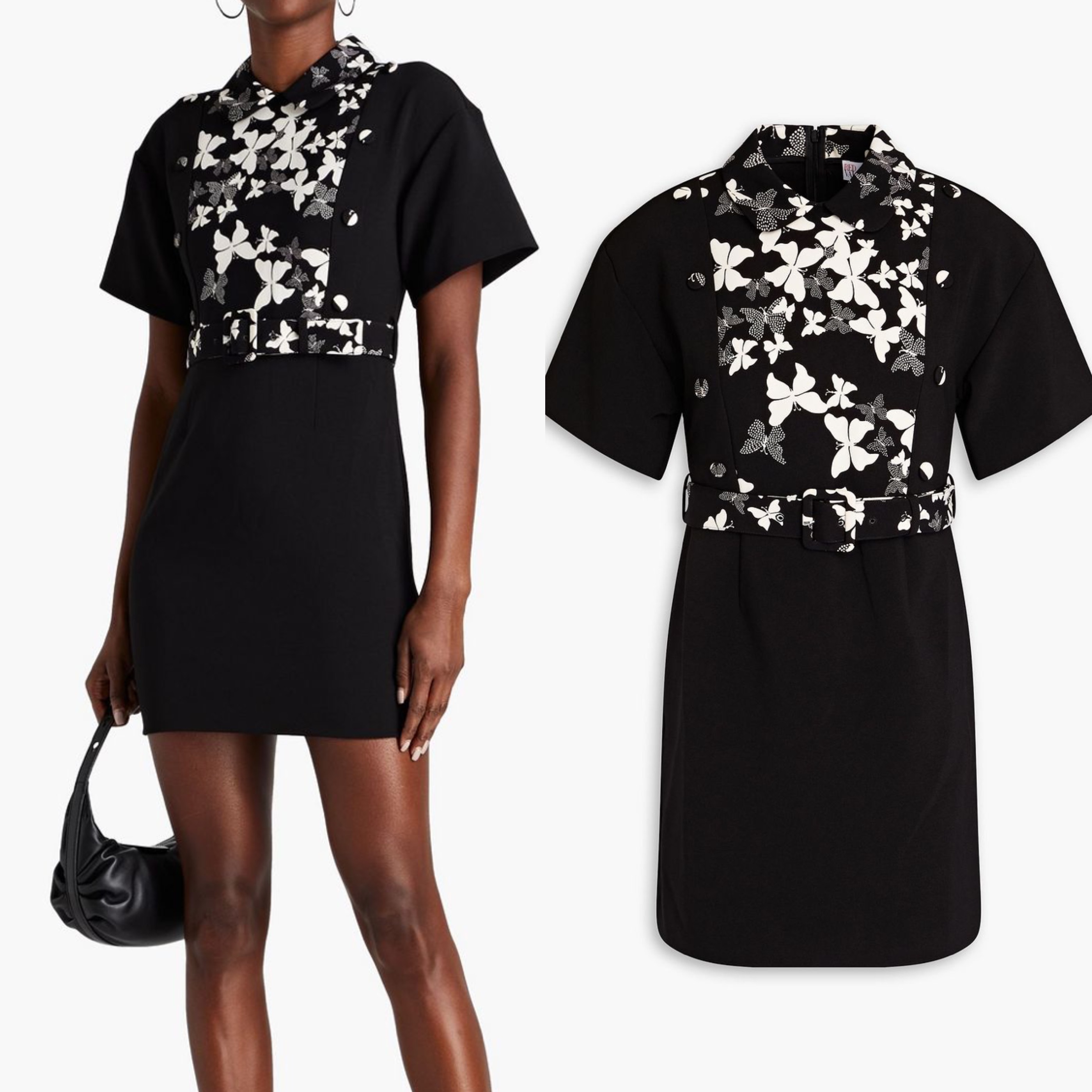 VIP★RED VALENTINO クレープ ミニワンピース ドレス ボタン付き