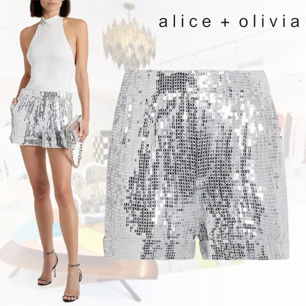 印象的☆キラキラ【Alice+Olivia】スパンコール ショートパンツ ALICE+OLIVIA シフォン ショートパンツ スパンコール付き