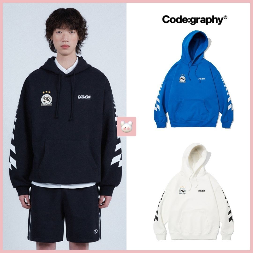 24SS 新作 [CODEGRAPHY] SPORTY OVERFIT RACING HOODIE