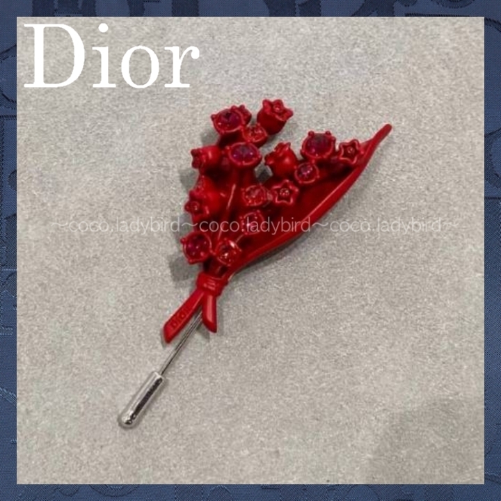 ☆目を惹くデザイン☆ DIOR LILY OF THE VALLEY ミニ ブローチ