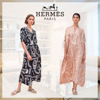 HERMES Dresses Casual Style Silk Long Office Style Elegant Style Dresses