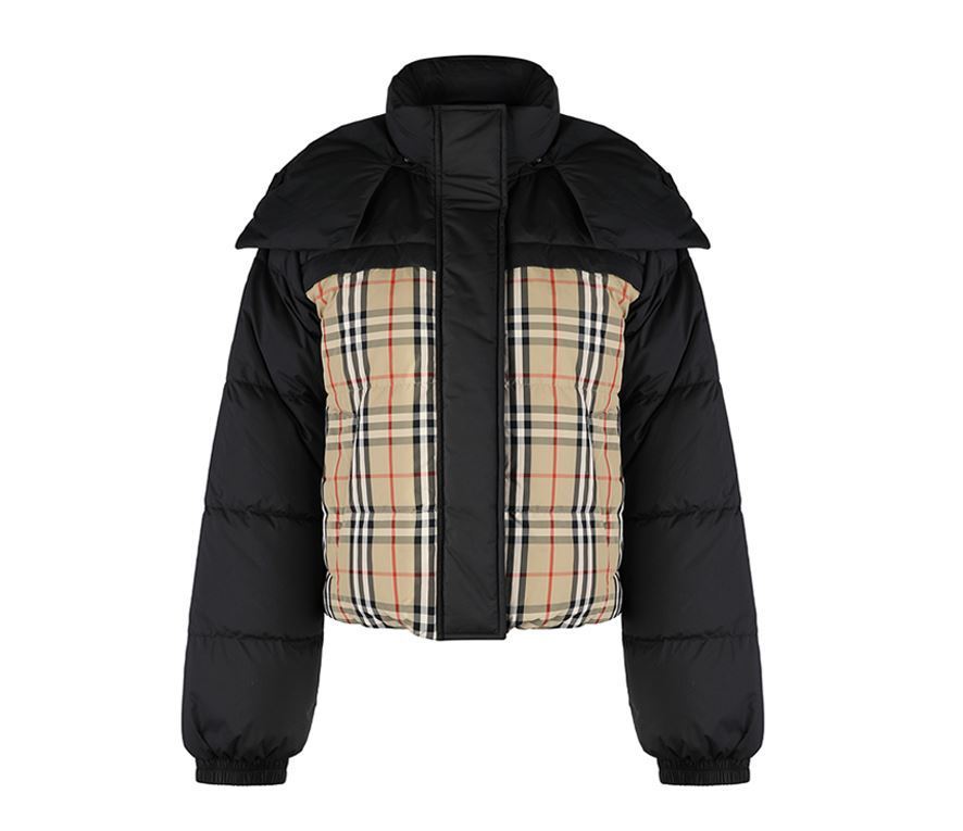 【BURBERRY】Cropped Reversible Check Puffer Jacket