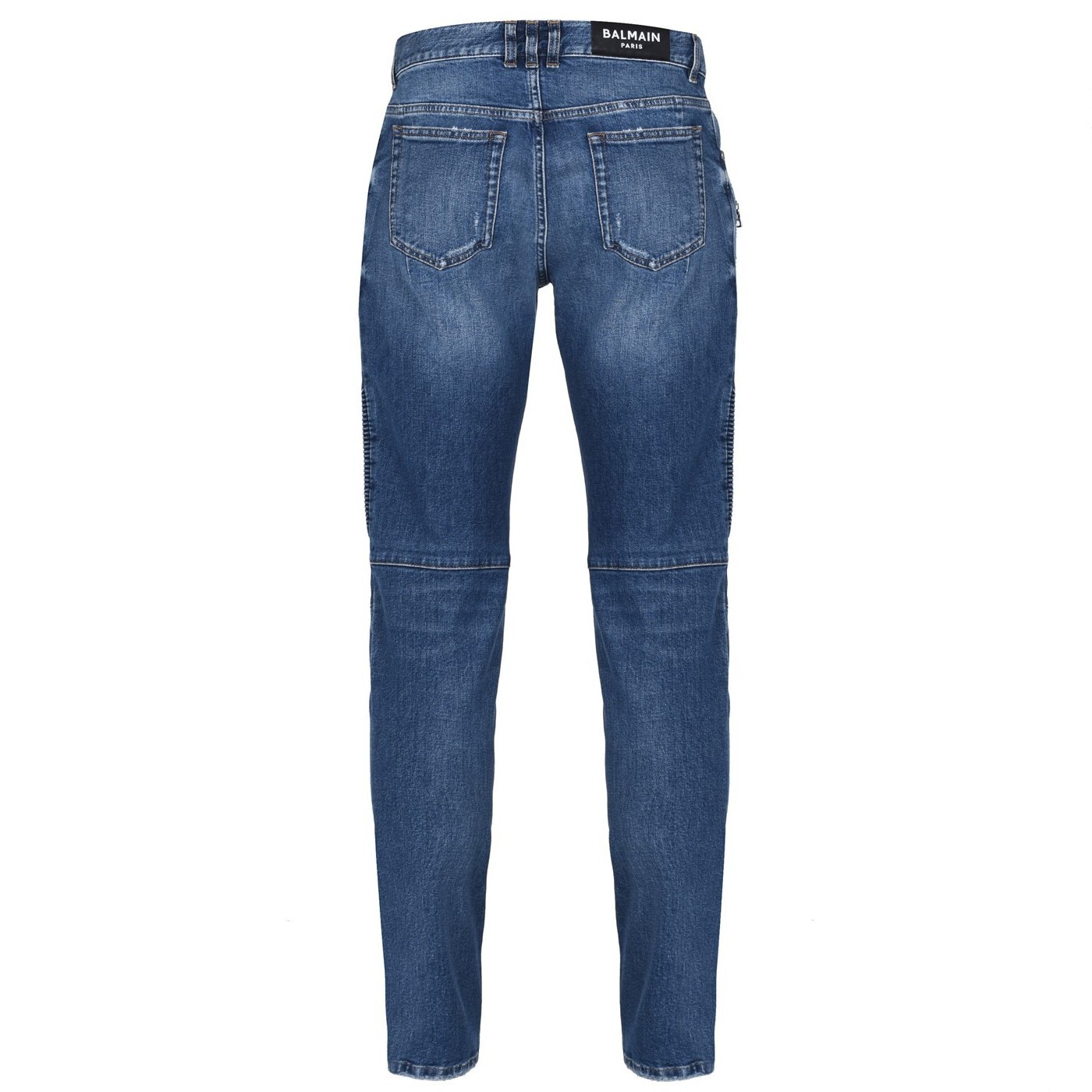 BALMAIN リブ バイカー デニム ジーンズ ブルー (BALMAIN/デニム