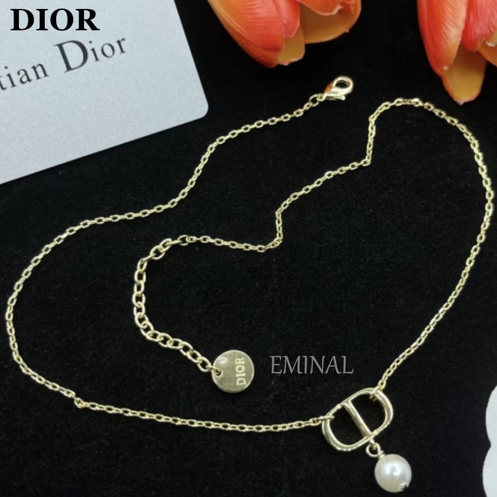 【着後レビューで 送料無料】 DIOR】ディオール ☆ 送料込 ホワイト ネックレス CD PETIT アクセサリー