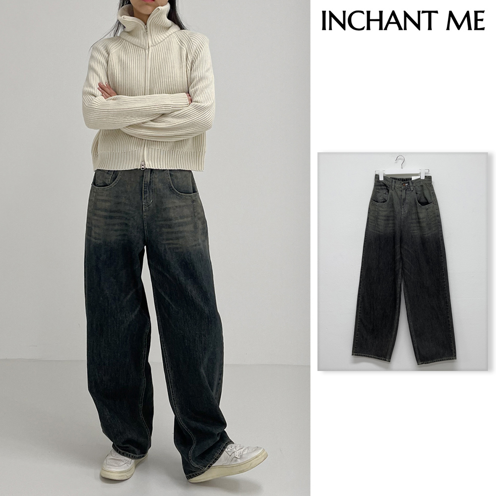 【INCHANT ME】581 Sand Brush Long Wide Denim