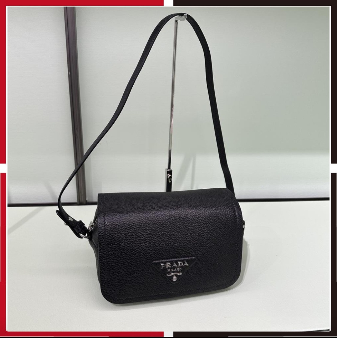 PRADA ショルダーバッグ 本革レザー ブラック Leather shoulder