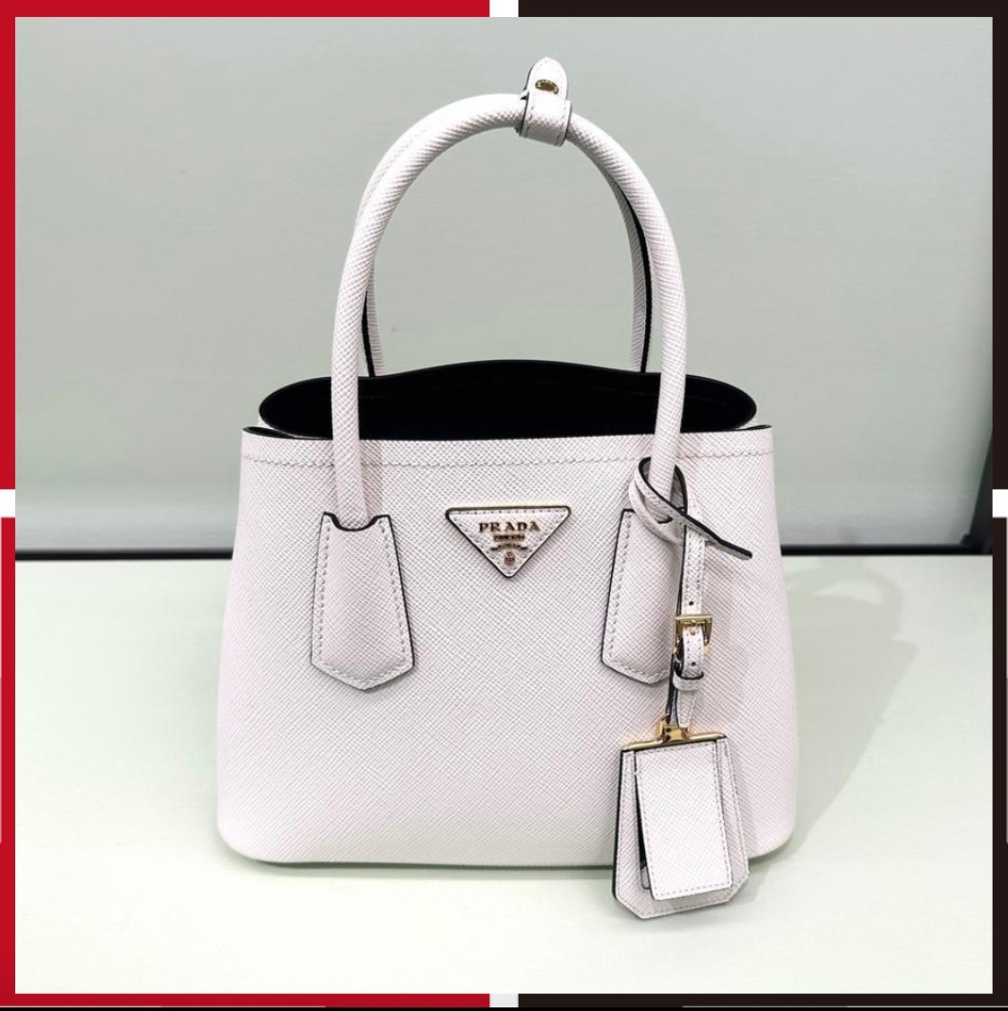 PRADA ミニ ハンドバッグ ショルダー 本革レザー Double bag