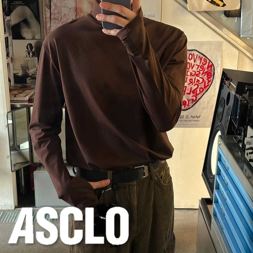Tシャツ・カットソー ASCLO Layered Warmer Turtle Neck T (5color)