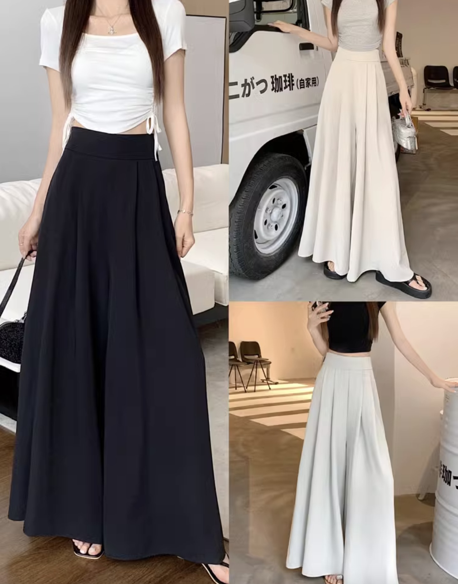 プリーツ タック ワイドパンツ フレア 大人カジュアル 上品 無地