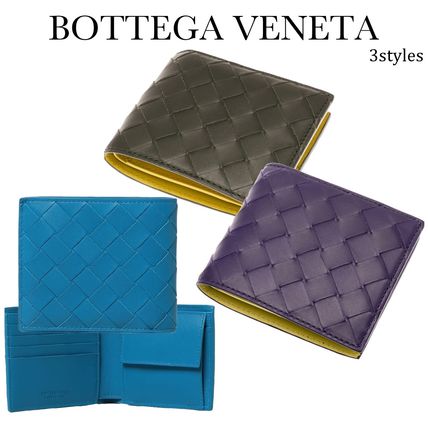 BOTTEGA VENETA Folding Wallets Folding Wallet Outlet Calfskin Bi-color Plain Leather