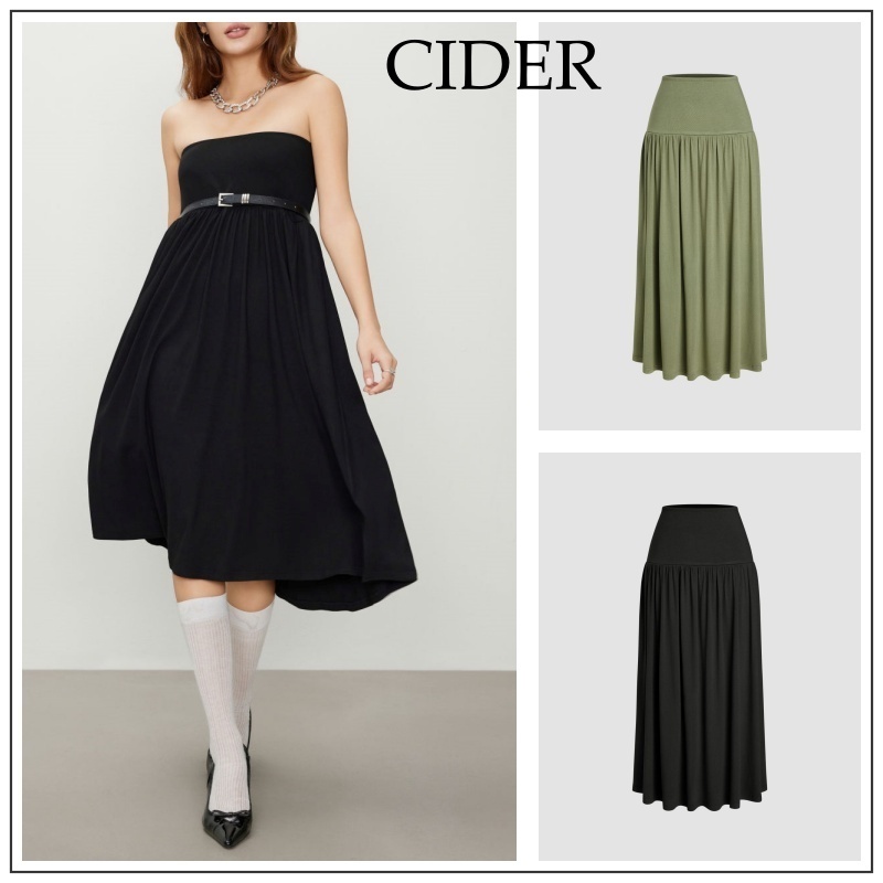 Cider◆ハイライズ ソリッド マキシスカート【送料込み】