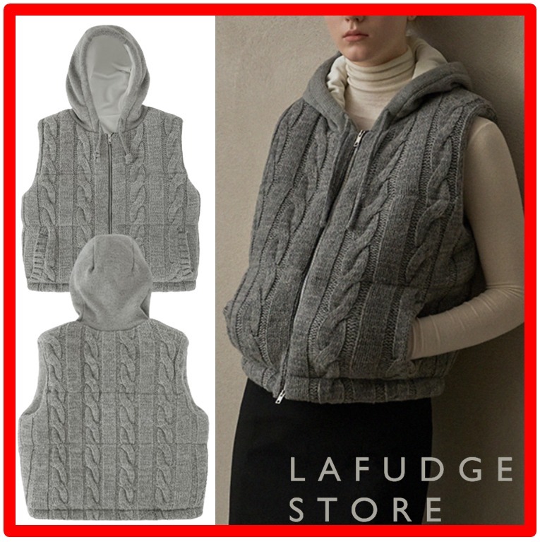 ☆人気☆【LAFUDGESTORE】☆CABLE WOOL KNIT PADDING VES.T☆