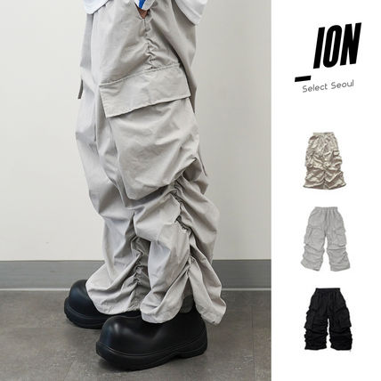 IONSEOUL Cargo Unisex Nylon Street Style Plain Cargo Pants