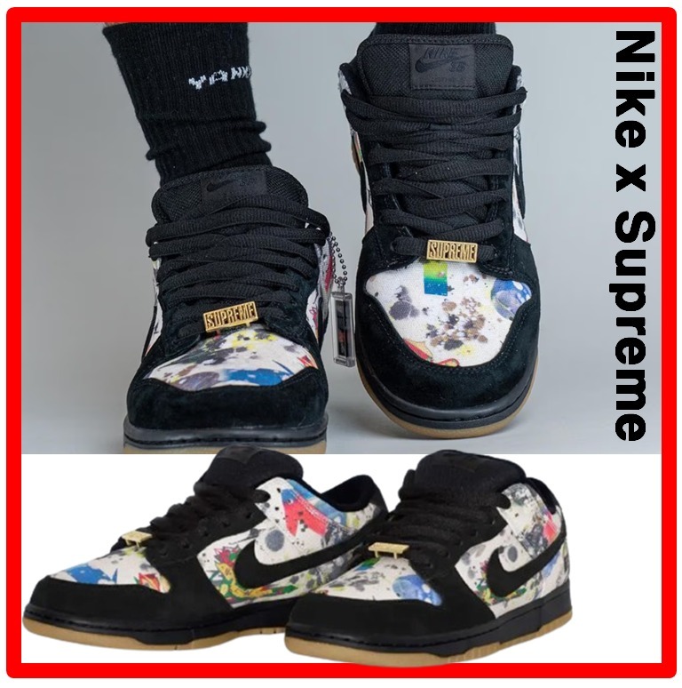 ★人気★Nike x Supreme SB Dunk Low QS Rammellzee Black★