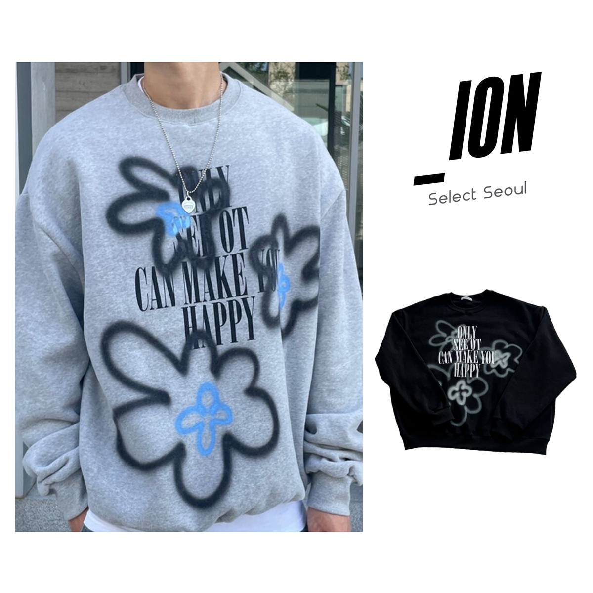 Tシャツ・カットソー IONSEOUL Bullet Flower Printing Long Sleeve Tee 4JH011