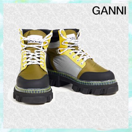 Ganni Outdoor Platform Mountain Boots Round Toe Rubber Sole Casual Style