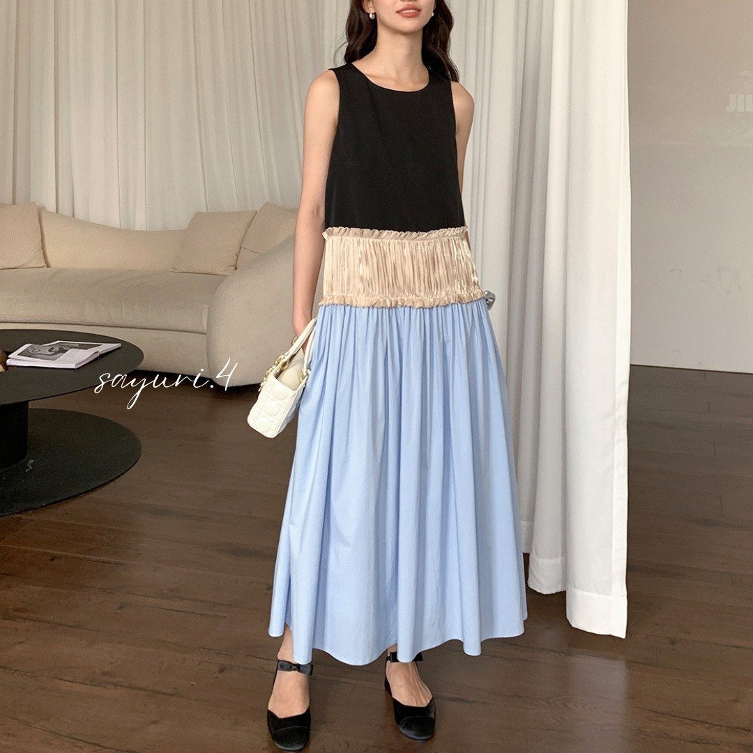 切り替え ドレス ワンピース ロング リゾート