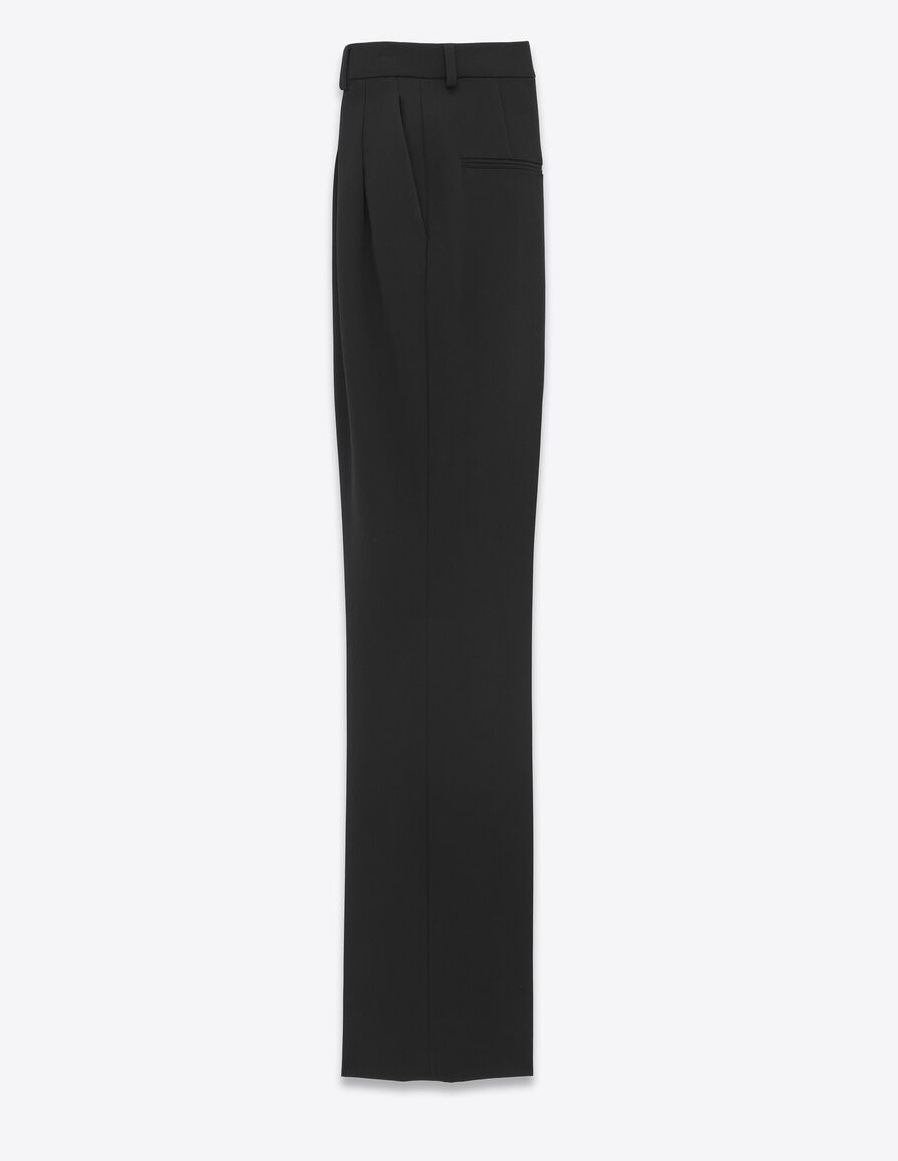 Saint Laurent《ハイウエストパンツ》ブラック ウール DHL 直営