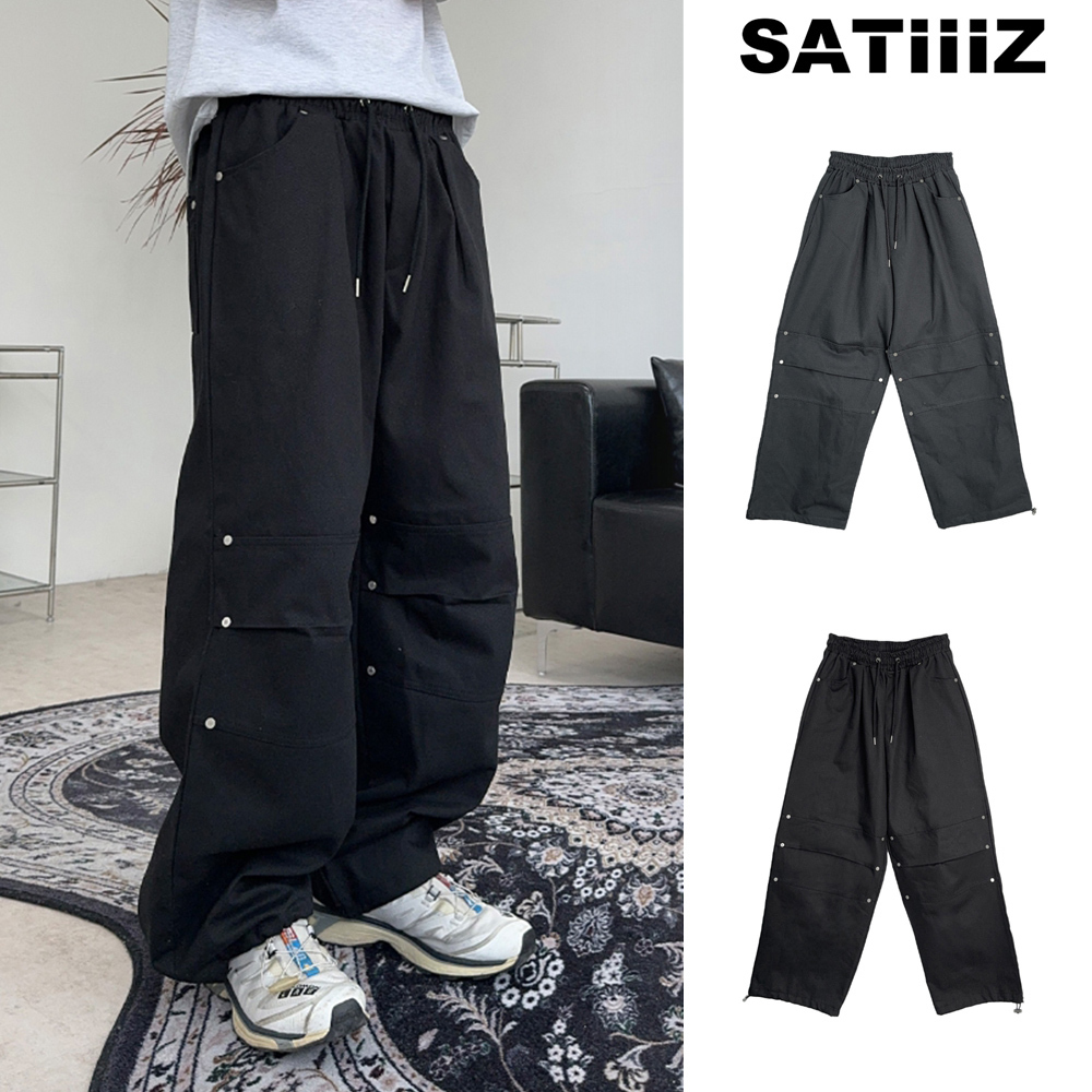 【SATIIIZ】Blant Rivet Wide Pants