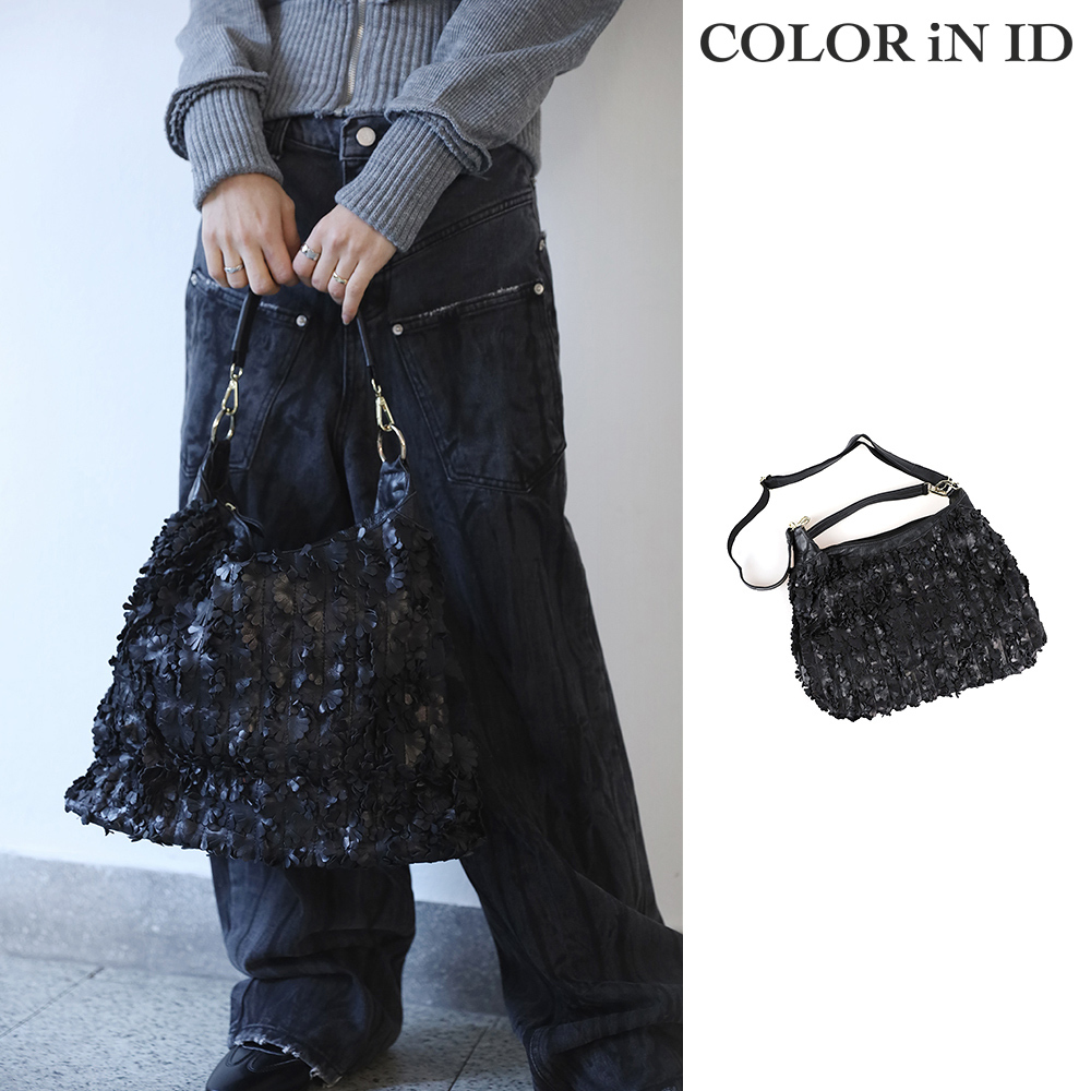 【COLOR iN ID】Flower patch leather shoulder bag