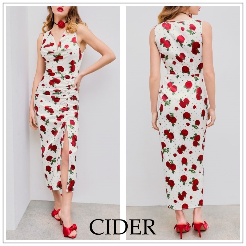 Cider◆ネックレス付き フローラル マキシドレス【送料込み】