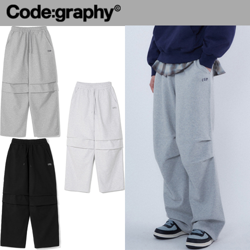 ★2024FW新作★CODE GRAPHY★STRING WIDE PARACHUTE PANTS
