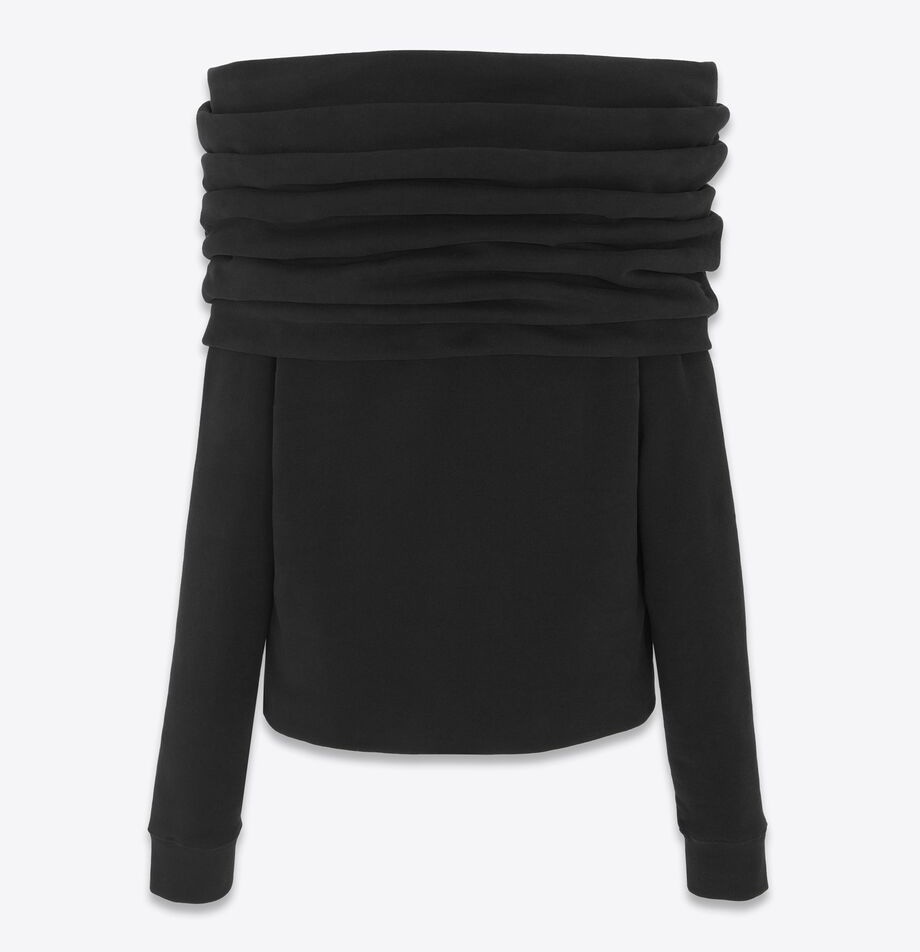 Saint Laurent《オフショルダー スウェットシャツ》BLACK 直営店