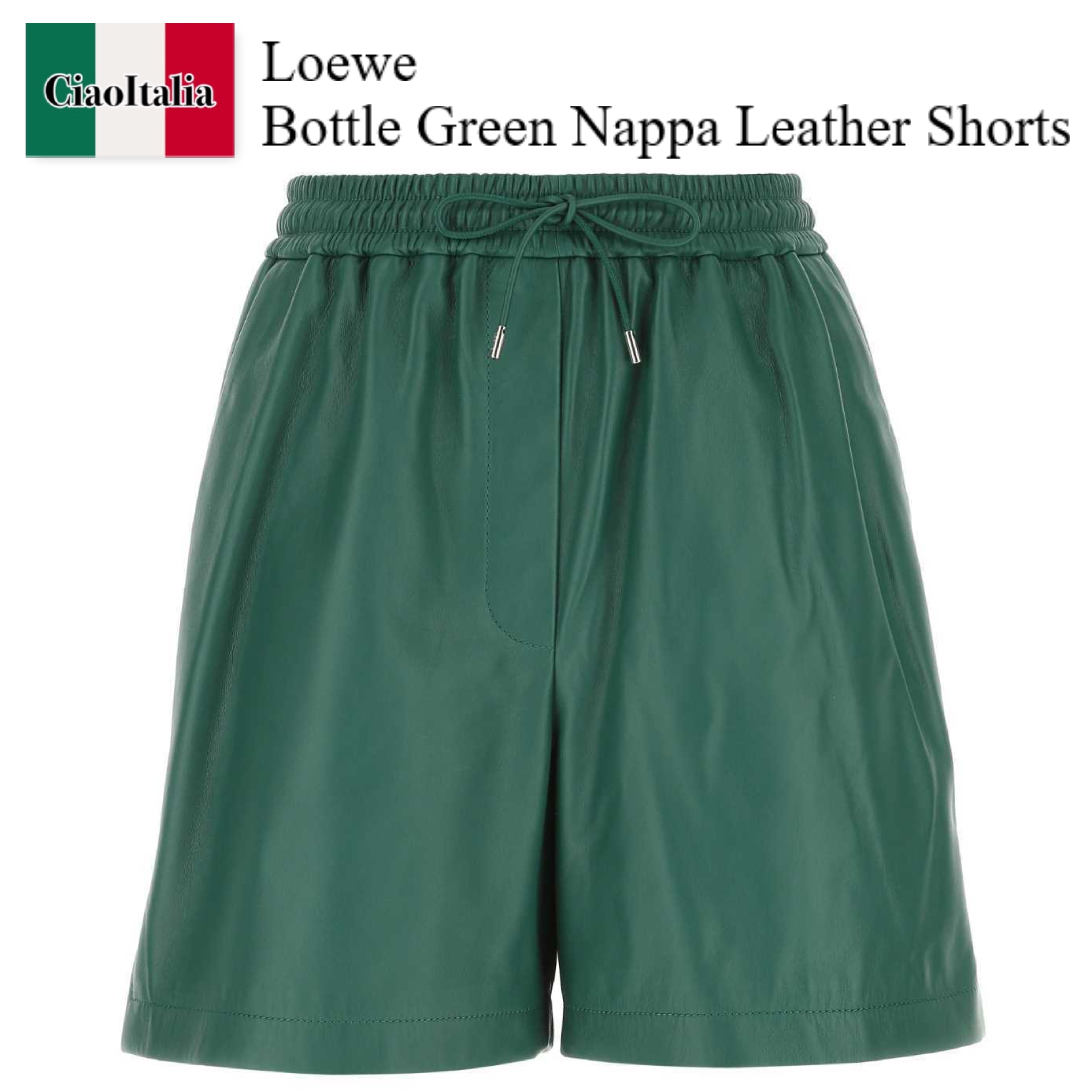 ショートパンツ Loewe Bottle Green Nappa Leather Shorts