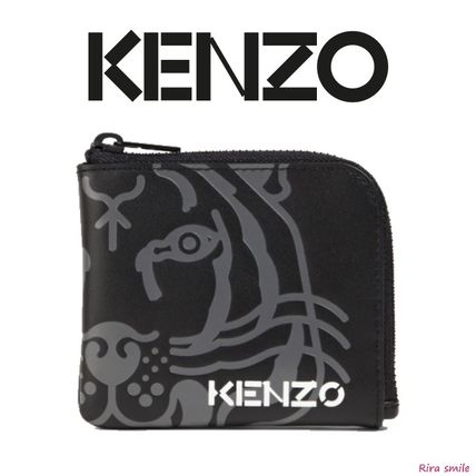 KENZO Coin Cases Other Animal Patterns Leather Long Wallet  Logo Coin Cases