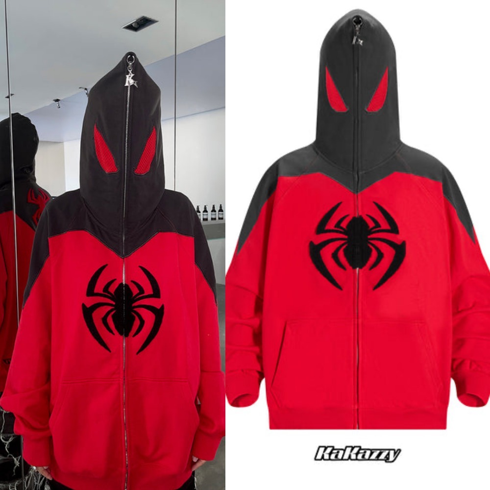 【Kakazzy】Full Zip Hoodie スパイダー Red/Black