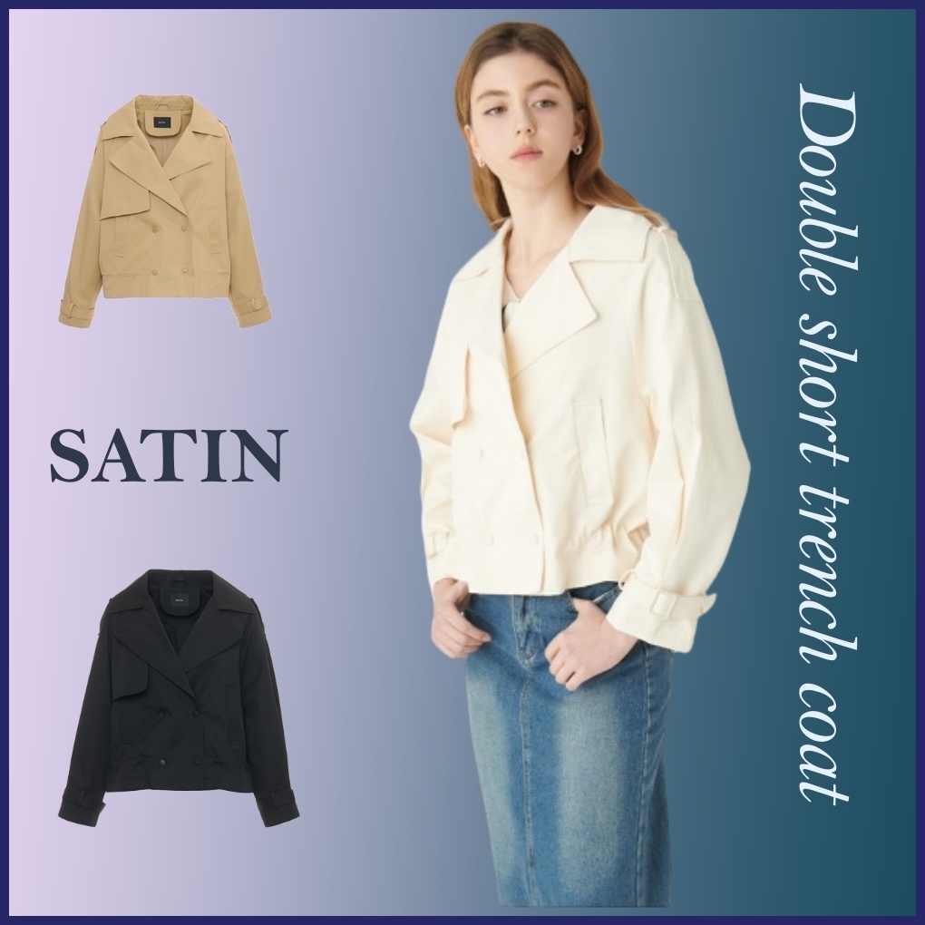 ◆SATIN(シャティン)ダブル ショート トレンチ コート