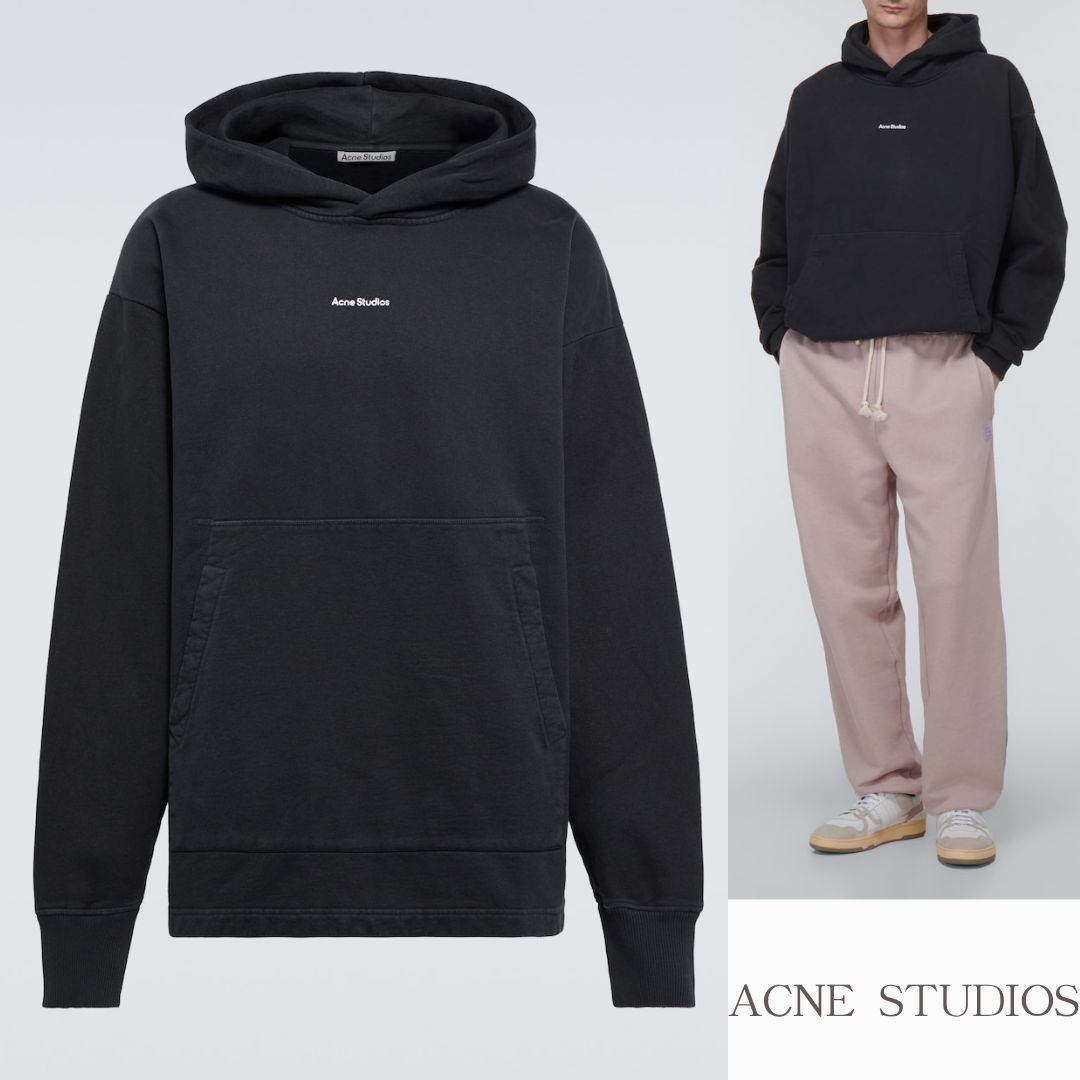 【Acne Studios】ロゴ入りコットンフリースパーカー