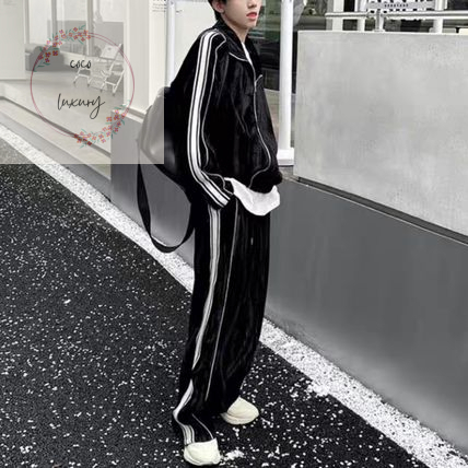 セットアップ 部屋着 ベロア ストリート 長袖 カジュアル 韓国 ユニセックス セットアップ ベロア ジャージ ストリート 韓国