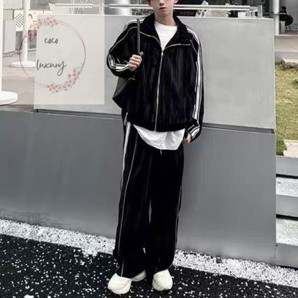 ユニセックス ベロア セットアップ ジャージ ライン 韓国 r1-311 org.jpg