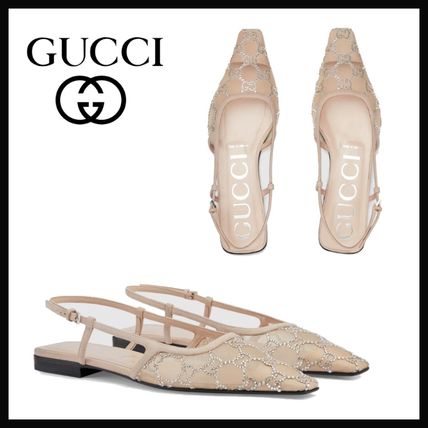 GUCCI More Flats Square Toe Casual Style Party Style Elegant Style Mules Logo