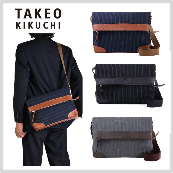 日本製 TAKEO KIKUCHI タケオキクチ ストライプ ショルダーBAG
