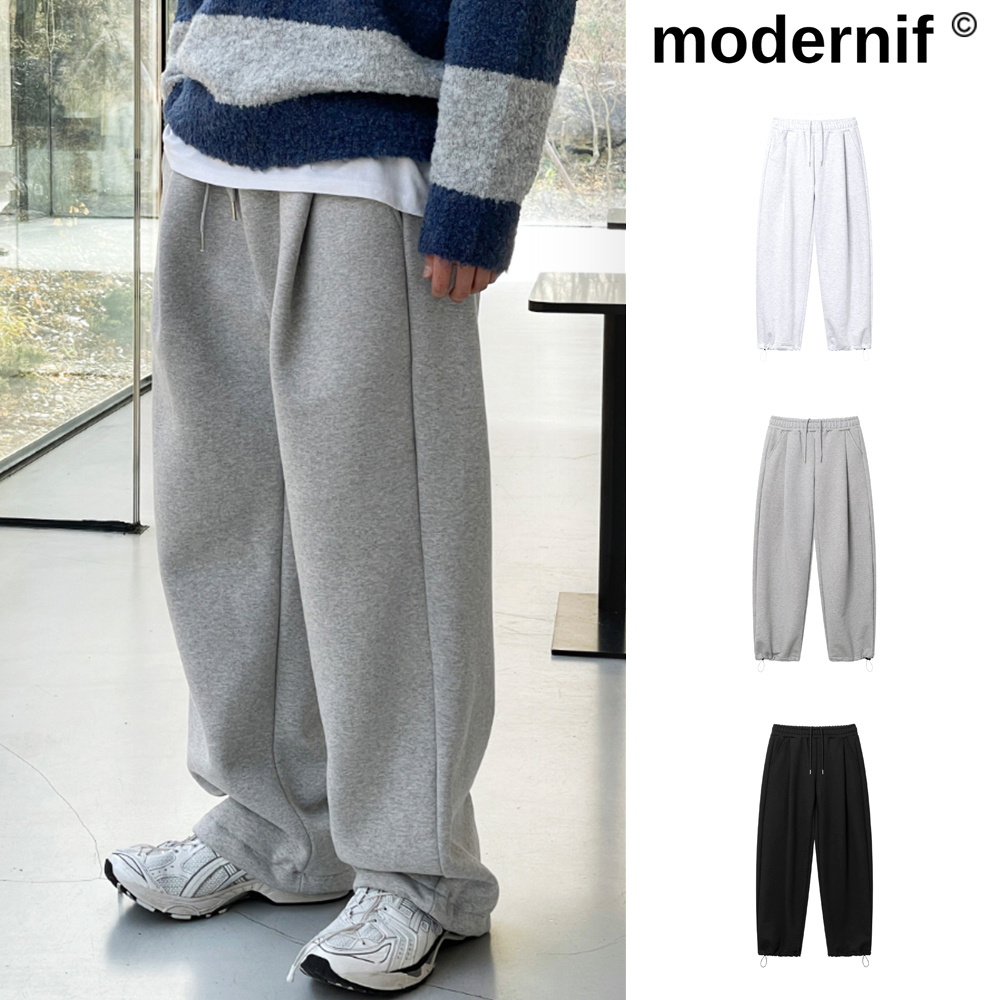 【MODERNIF】String One-Tuck Brushed Sweatpants