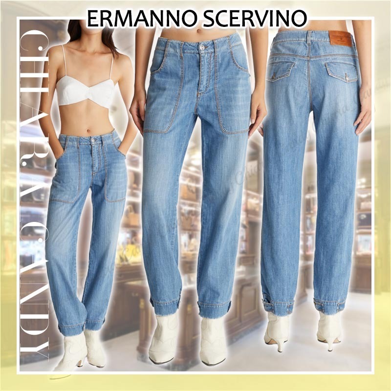 【24Cruise NEW】ERMANNO SCERVINO/ デニム カーゴパンツ / Blue