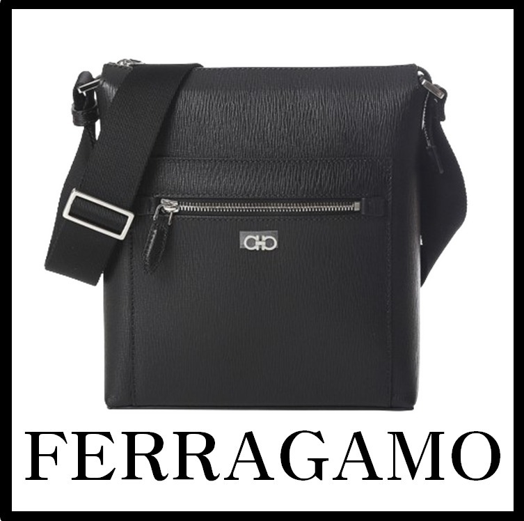 ★関税込★Ferragamo★ガンチニ ロゴ ショルダーバッグ メンズ★
