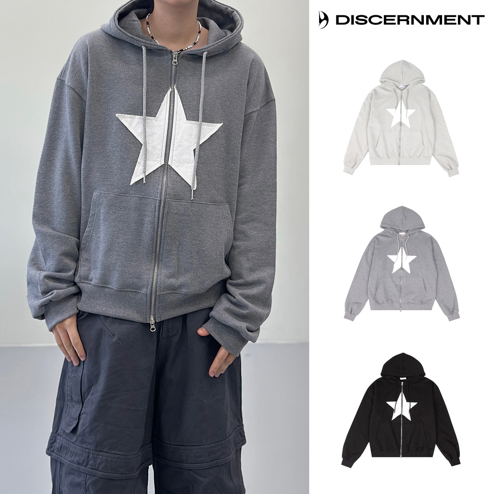 【DISCERNMENT】One star hoodie zip-up