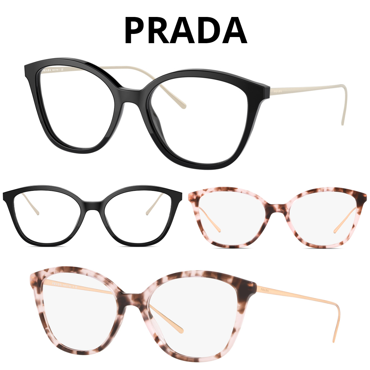 関税・送料込み＊PRADAプラダ＊スリム テンプル ロゴ メガネ