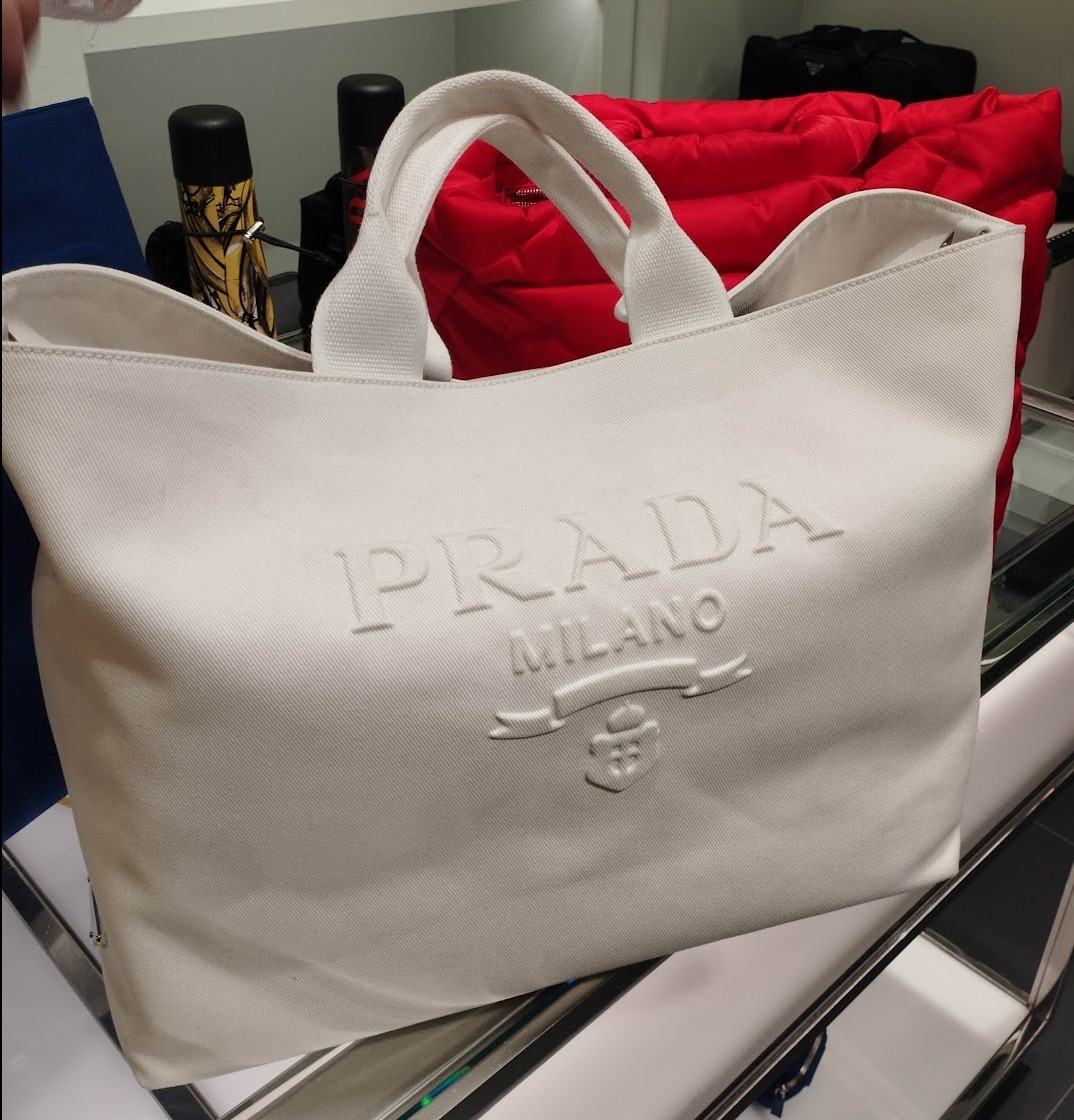 【PRADA】2VG081 エンボスロゴ キャンバストート ラージ