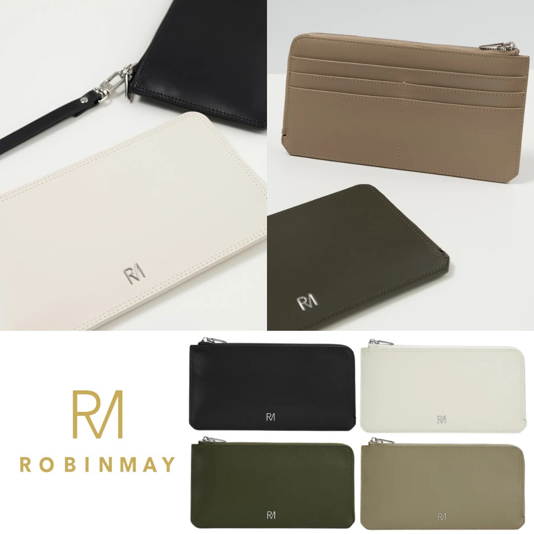 台湾 ROBINMAY 本革スリムL字型ジッパー長財布 ストラップ付J086