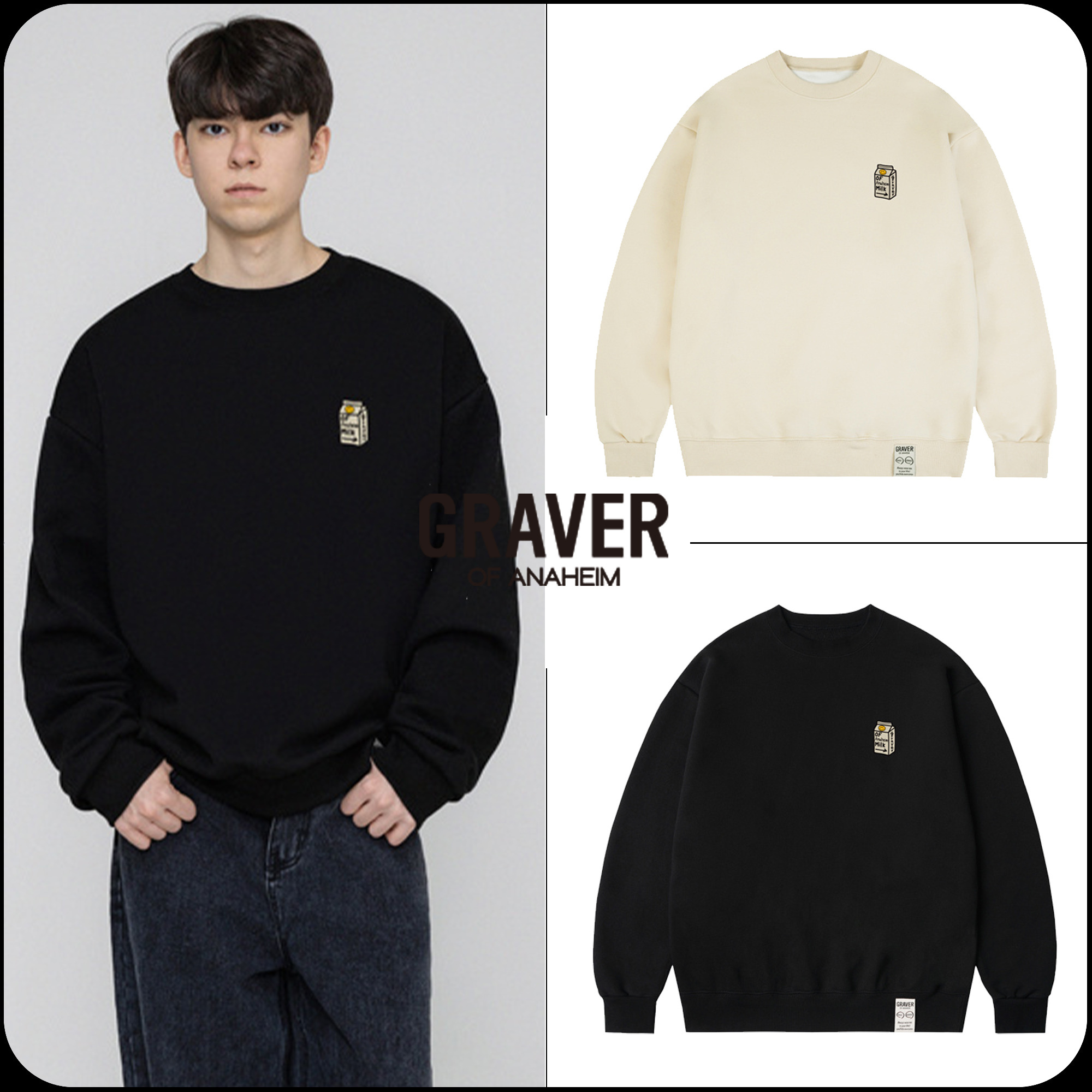 [GRAVER]★DOT SMILE SMALL MILK PACK SWEATSHIRT
