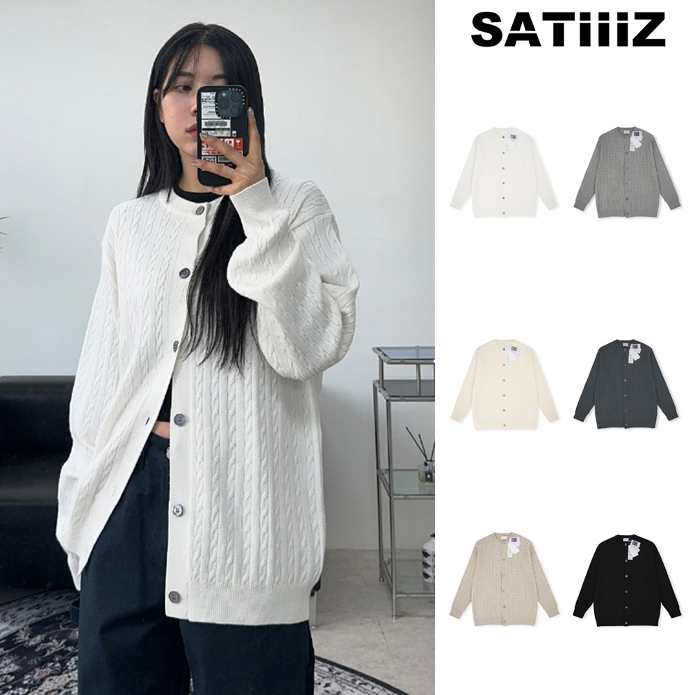 【SATIIIZ】Coder Round Cable Cardigan
